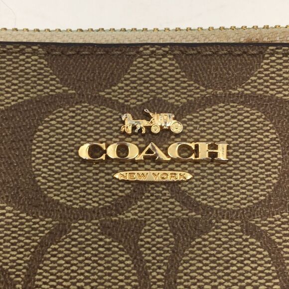 Coach Double Zip Coated Canvas Signature C Wallet Wristlet Pouch Style F16109 - Picture 5 of 16